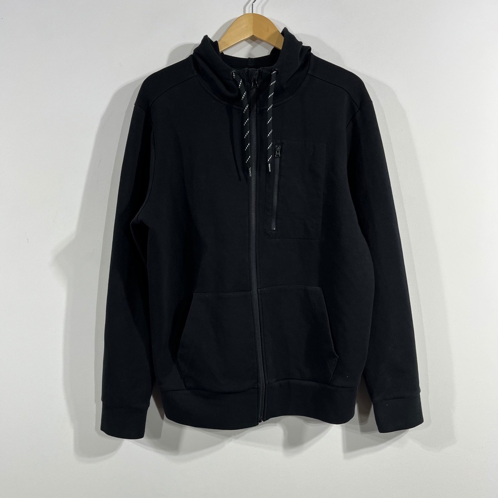 GapFit Performance Sporty Full Zip Hoodie Black Breathable Jacket Womens Large L